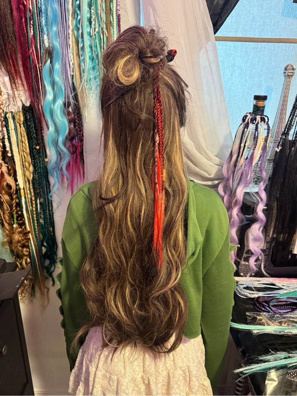 Red Hair Extension Braid Accent for Women - Vibrant Red Accent